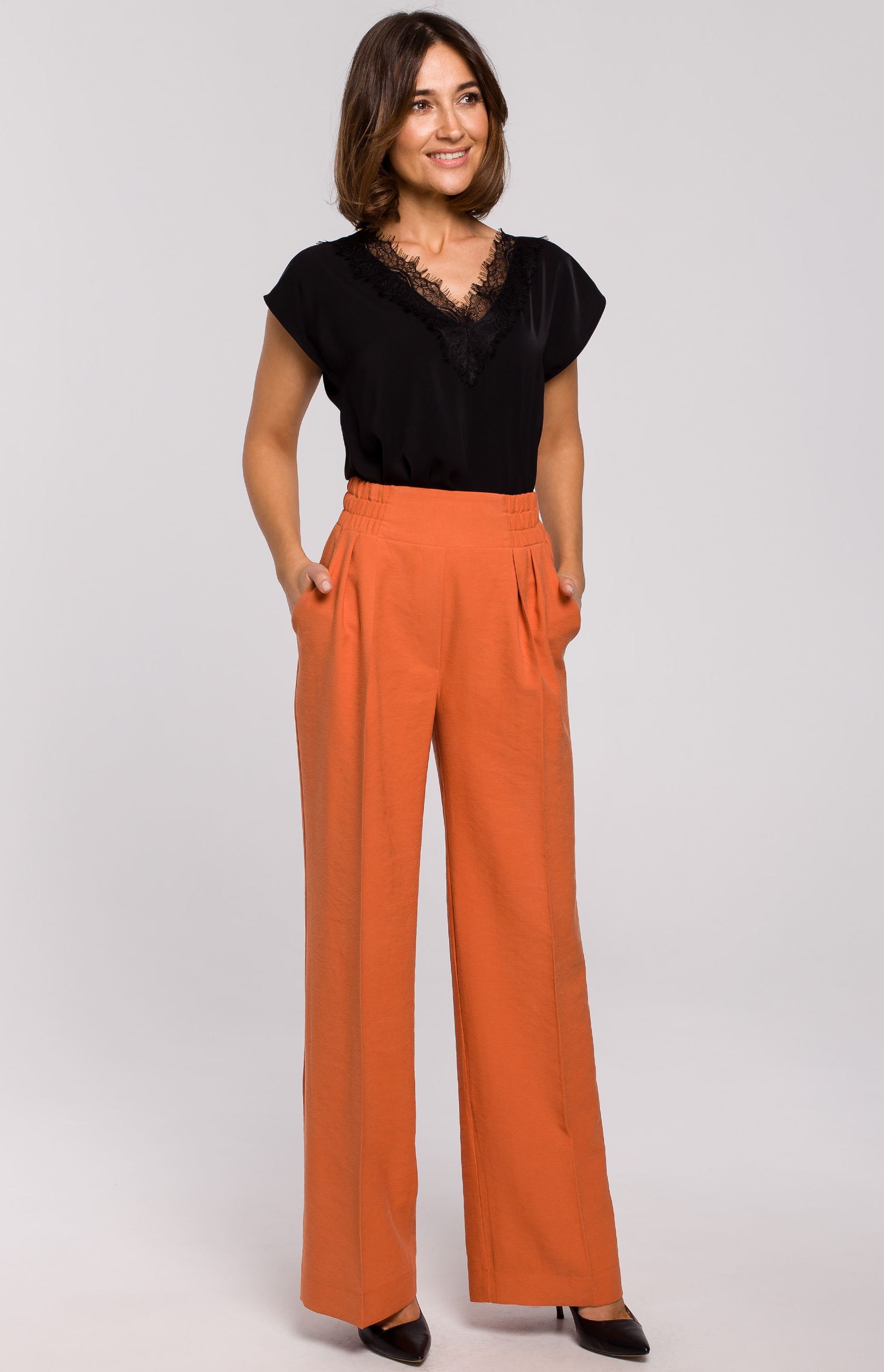 Pantalon large orange